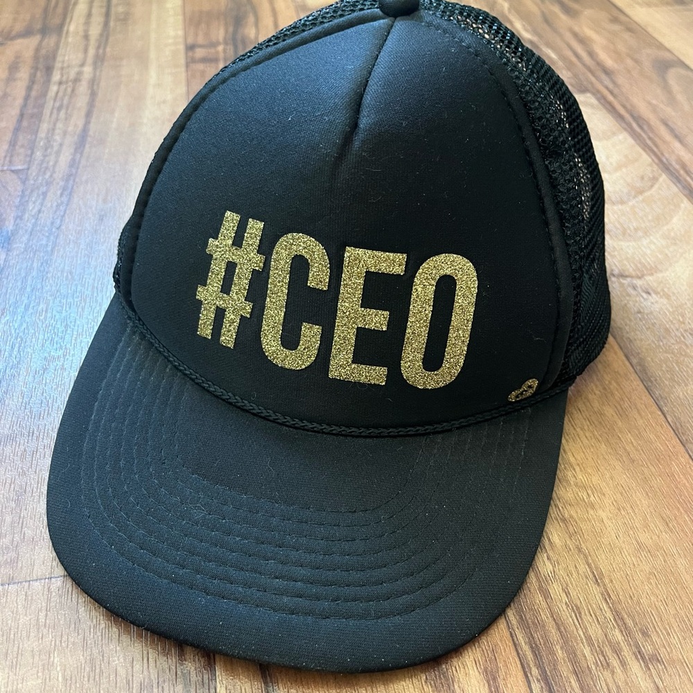 Black and Gold Snapback Hat with glitter #CEO print